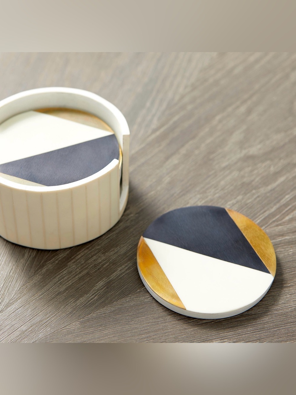 Cyan Design Modametric Coaster Set of 6 - Black/Gold/White